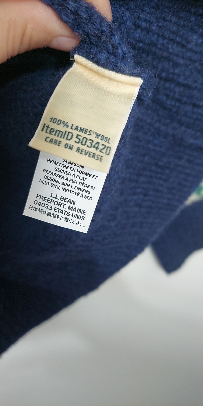 LL Bean Women's Size Small Ragg Wool Sweater Zip Up Cardigan Fair Isle Print - Picture 5 of 13